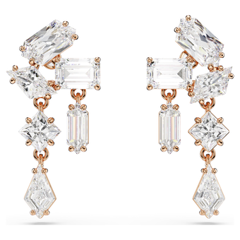 swarovski mesmera drop earrings  mixed cuts  white  rose gold tone plated