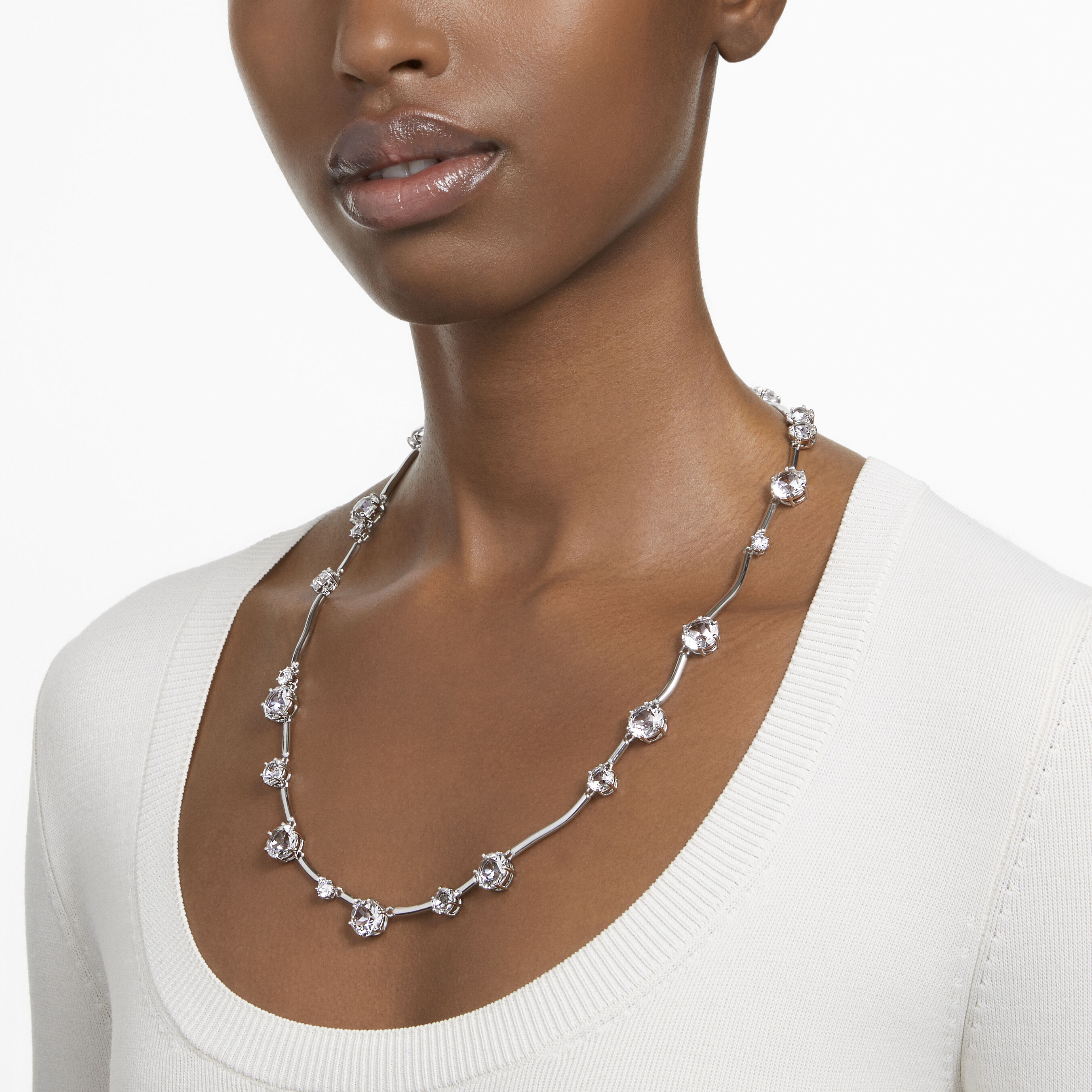 Swarovski mix necklace new arrivals white rhodium plating