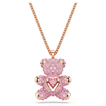 swarovski teddy pendant  bear  pink  18k rose gold finish