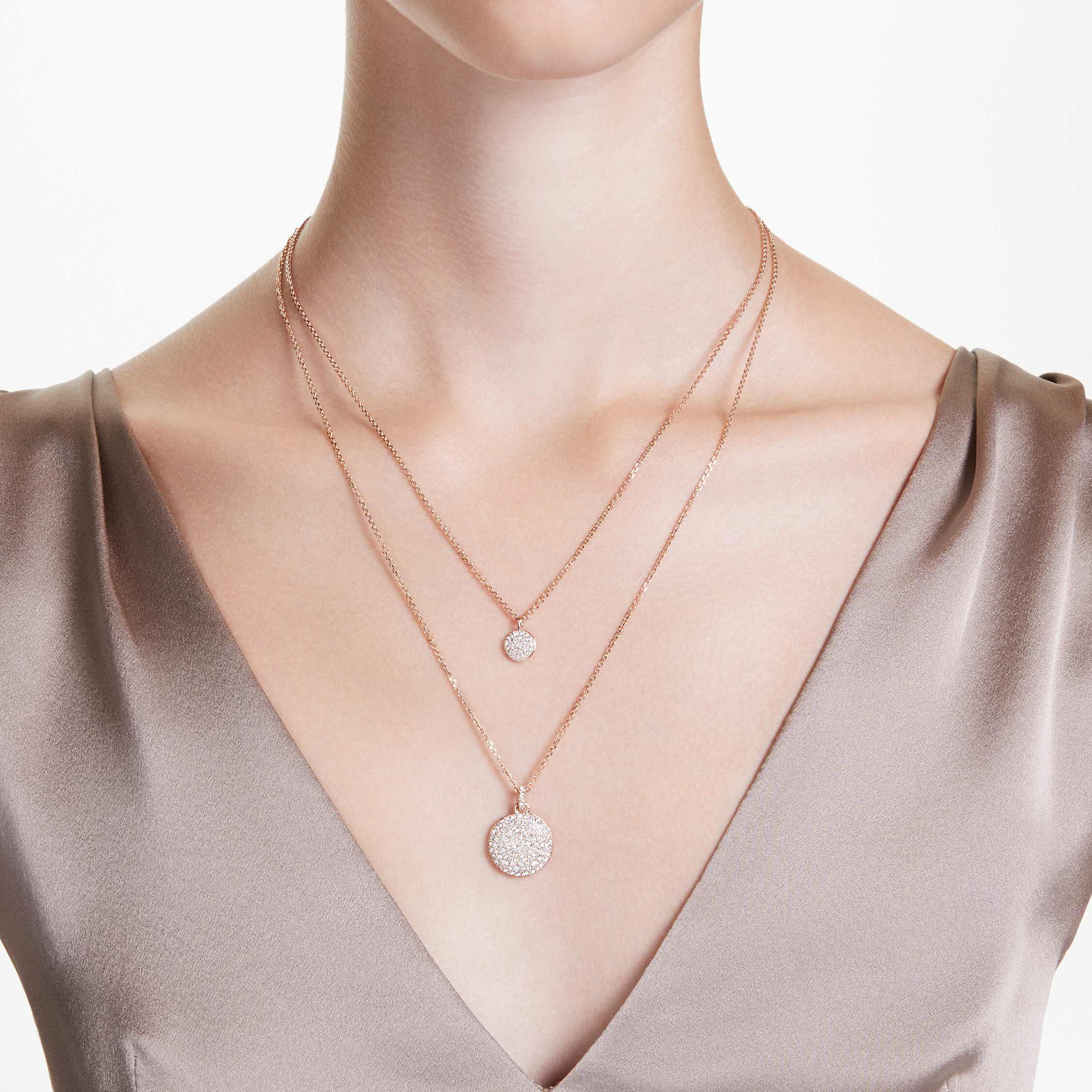 Buy Swarovski Sublima layered pendant White Rose gold tone plated