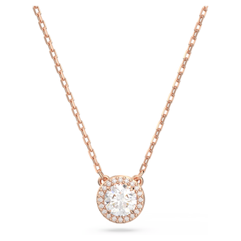 swarovski una angelic pendant  round cut  pav   white  rose gold tone plated
