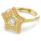 swarovski sublima ring  round cut  star  multicolored  18k gold finish