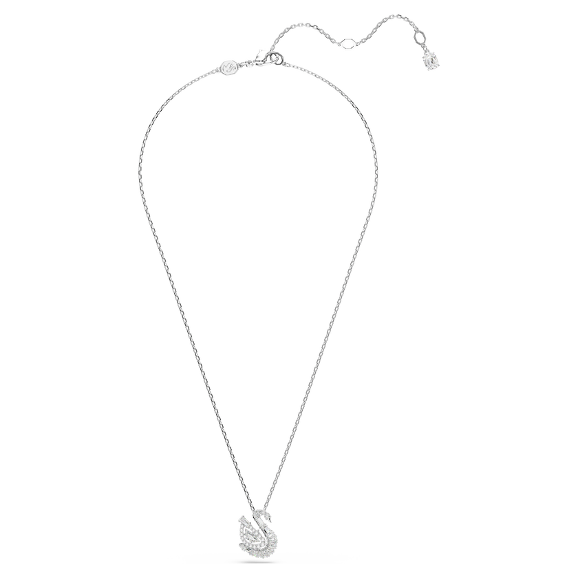 swarovski swan pendant  mixed cuts  swan  white