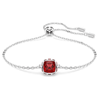 swarovski birthstone bracelet square cut january red rhodium plated