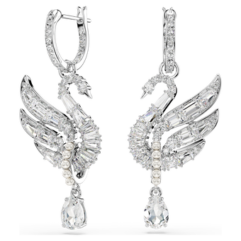 swarovski swan vienna earrings swan white rhodium plated