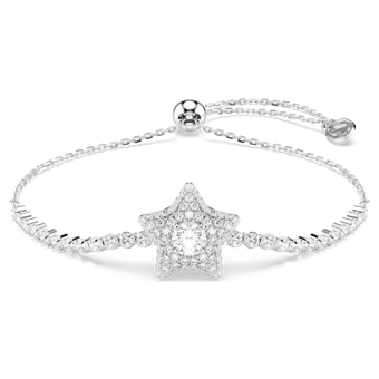 swarovski sublima bracelet  round cut  star  white  rhodium plated