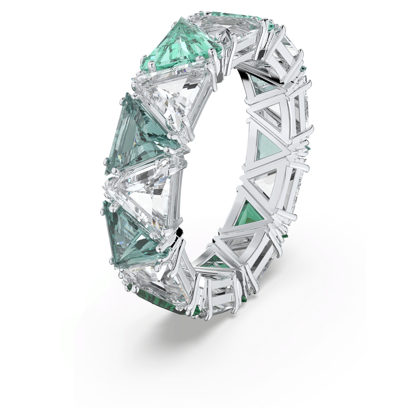 swarovski matrix cocktail ring  triangle cut  green  rhodium plated