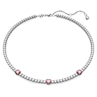 swarovski matrix tennis necklace mixed cuts pink rhodium plated