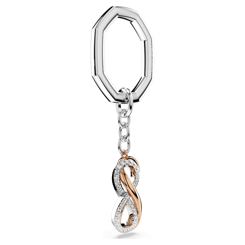 swarovski key ring  infinity  white  mixed metal finish