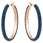 Stone Hoop Pierced Earrings, Blue, Rose Gold Plating