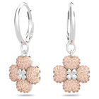 swarovski latisha drop earrings flower pink rhodium plated
