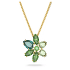 swarovski gema pendant mixed cuts flower green gold tone plated