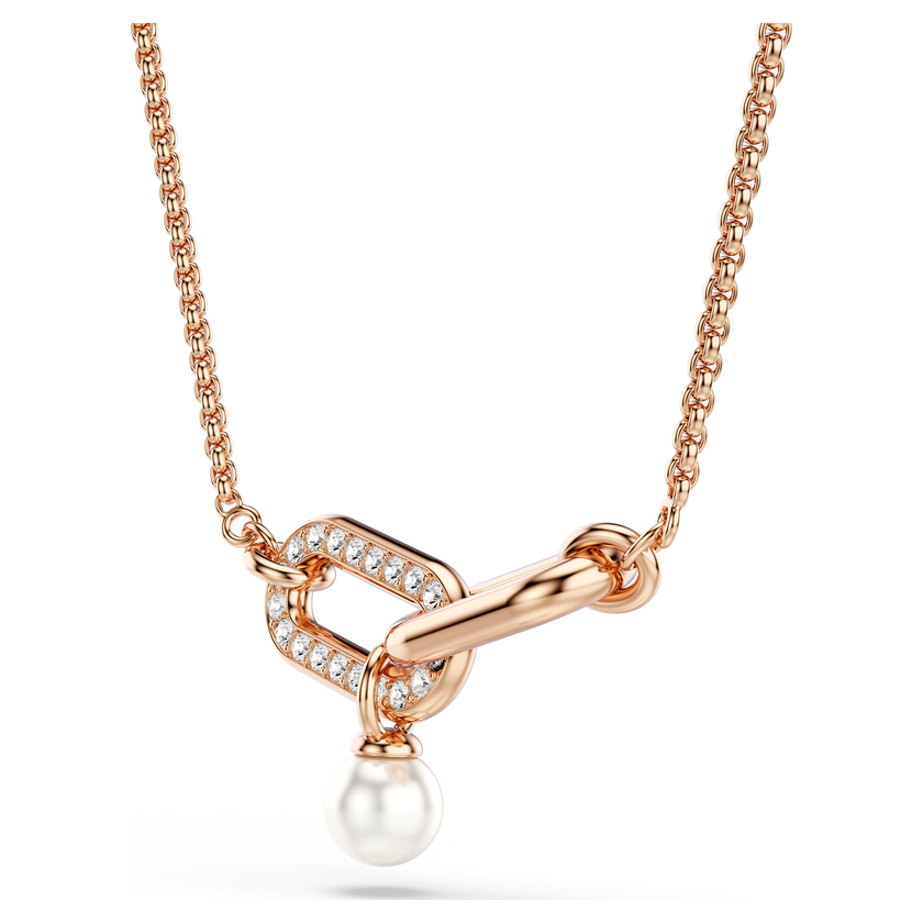 swarovski constella pendant  crystal pearl  round cut  white  rose gold tone plated