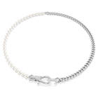 swarovski dextera necklace pav crystal pearl white rhodium plated