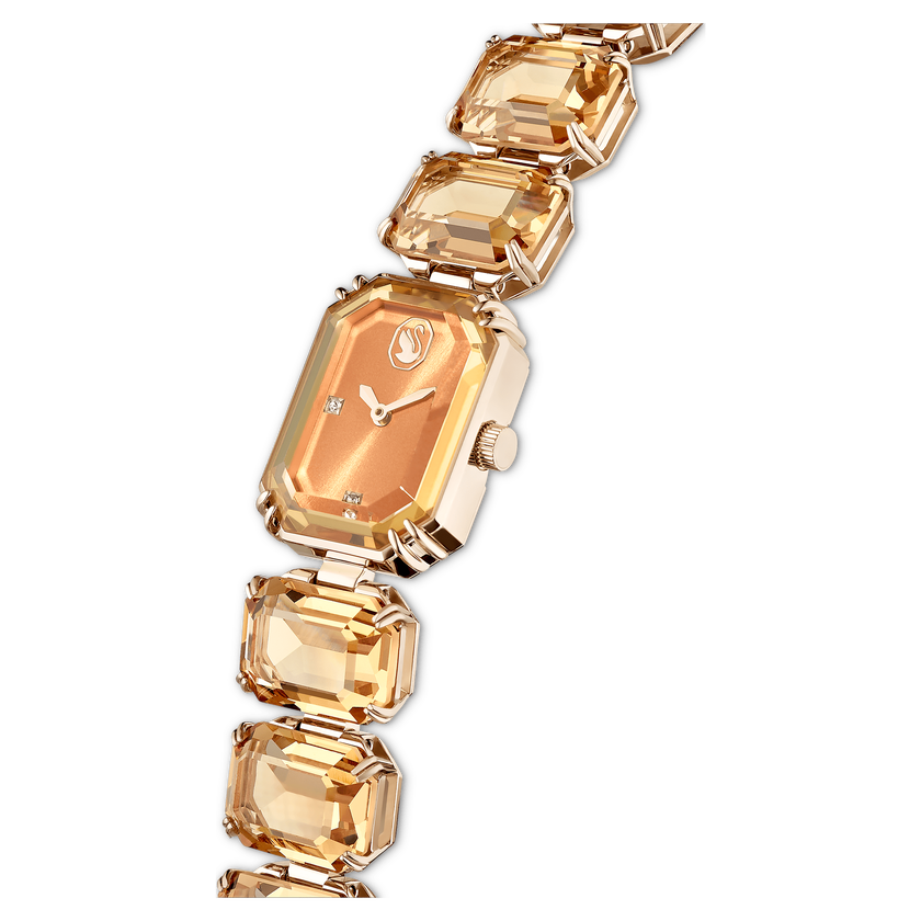 swarovski watch  octagon cut bracelet  brown  champagne gold tone finish