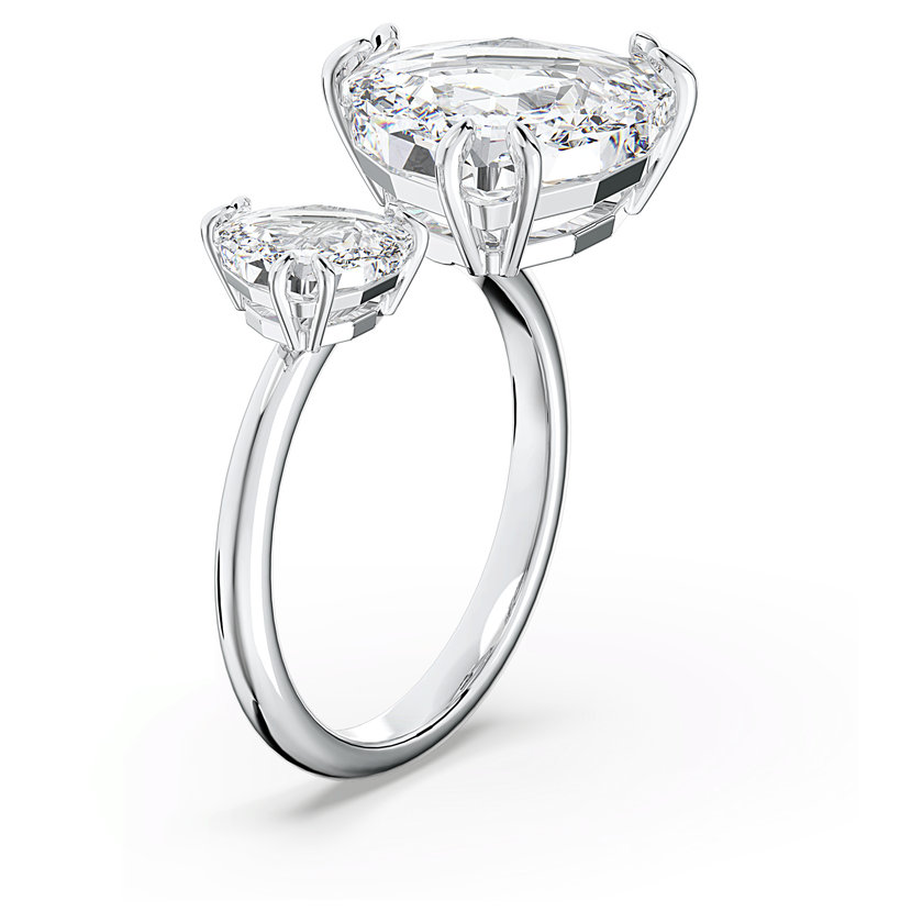 swarovski millenia cocktail ring  triangle cut crytsals  white  rhodium plated