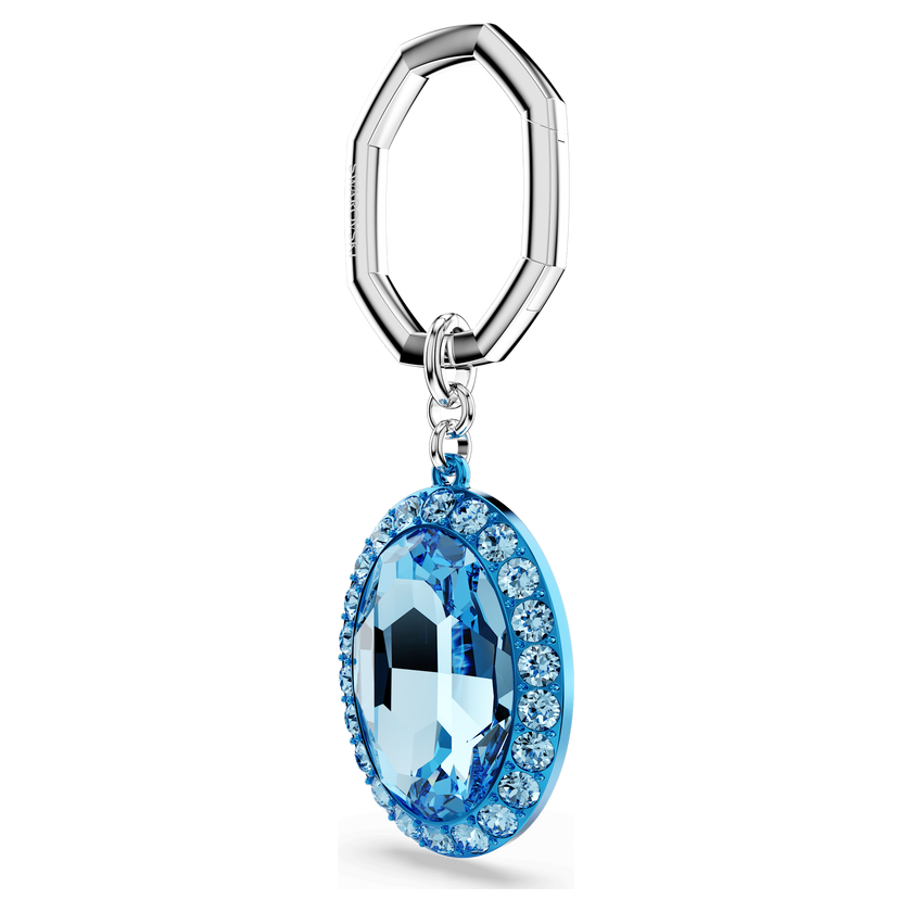 swarovski key ring  oval cut  blue  mixed metal finish