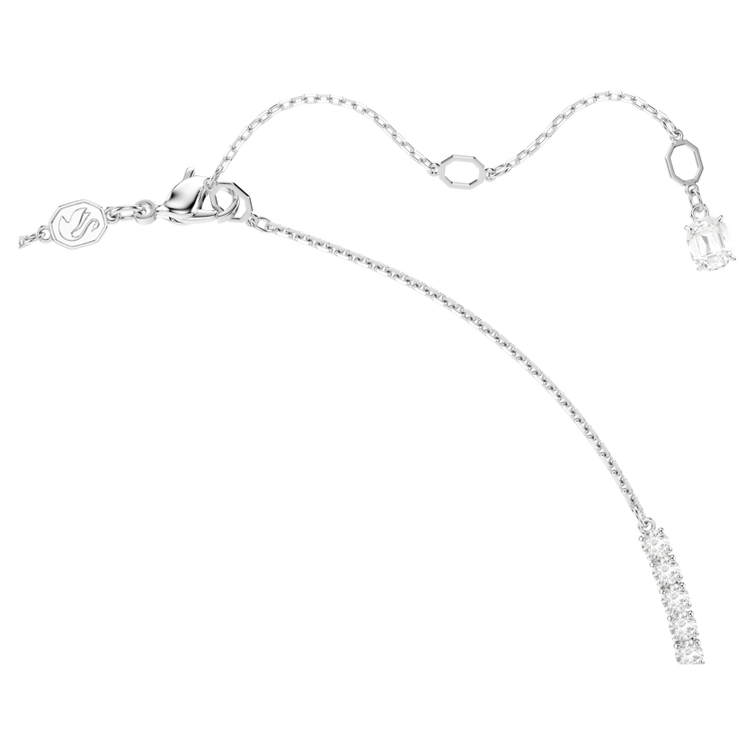 swarovski matrix y necklace  crystal pearl  round cut  white  rhodium plated