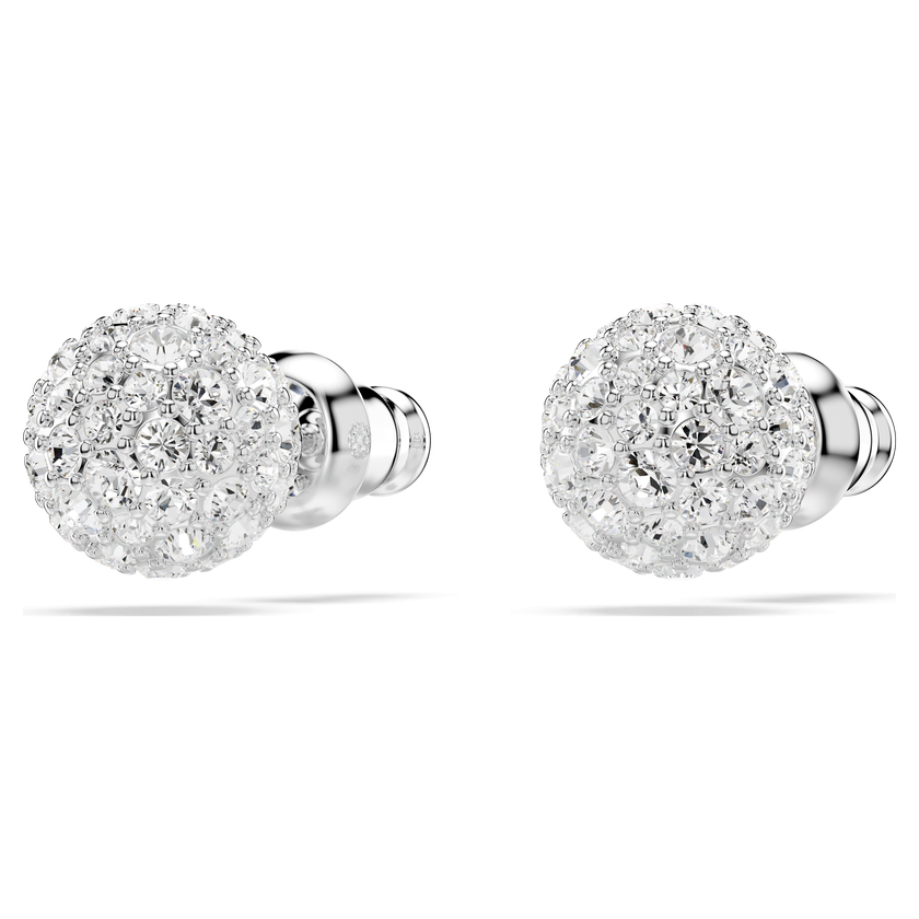 swarovski dextera stud earrings  round cut  sphere  white  rhodium plated