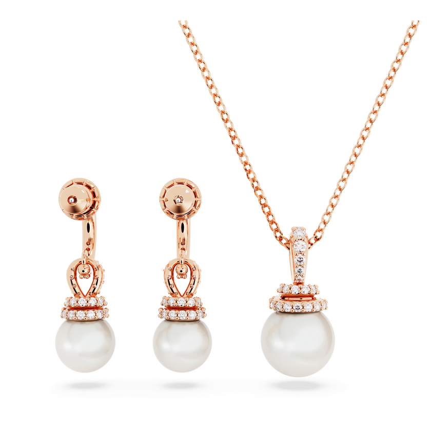 swarovski originally set  crystal pearl  white  18k rose gold finish