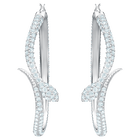 Leslie Pierced Earrings, White, Rhodium plating