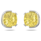 swarovski harmonia stud earrings cushion cut crystals yellow rhodium plated