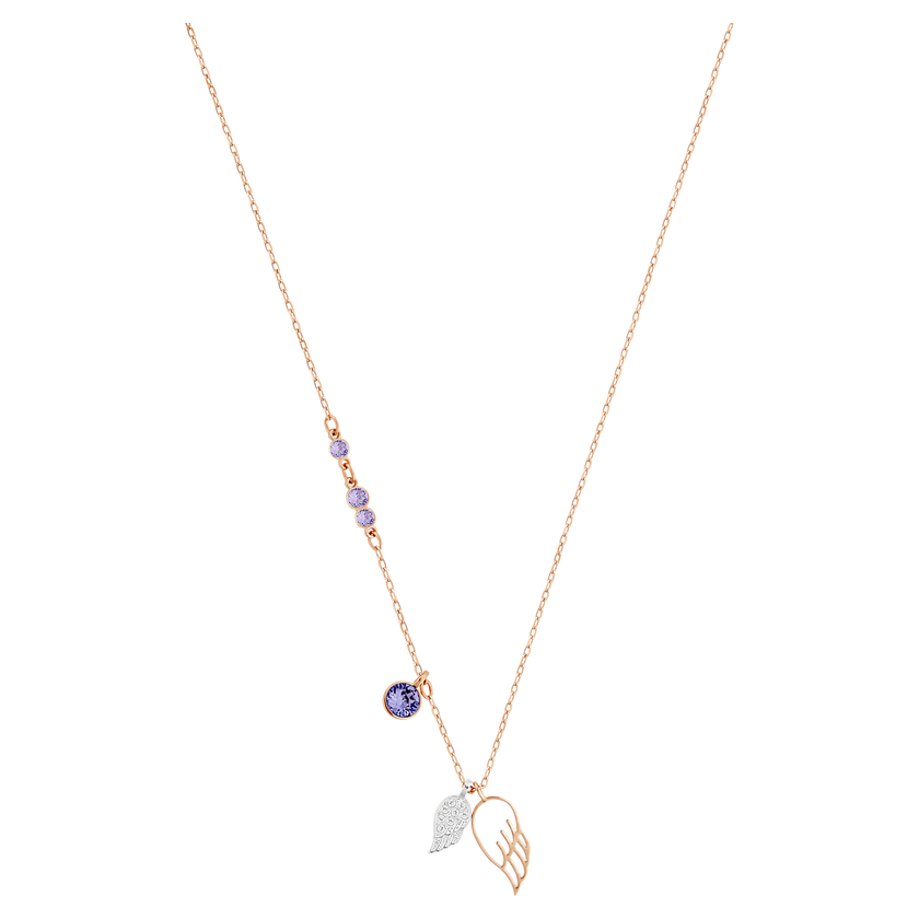 swarovski symbolic pendant  wing  purple  rose gold tone plated