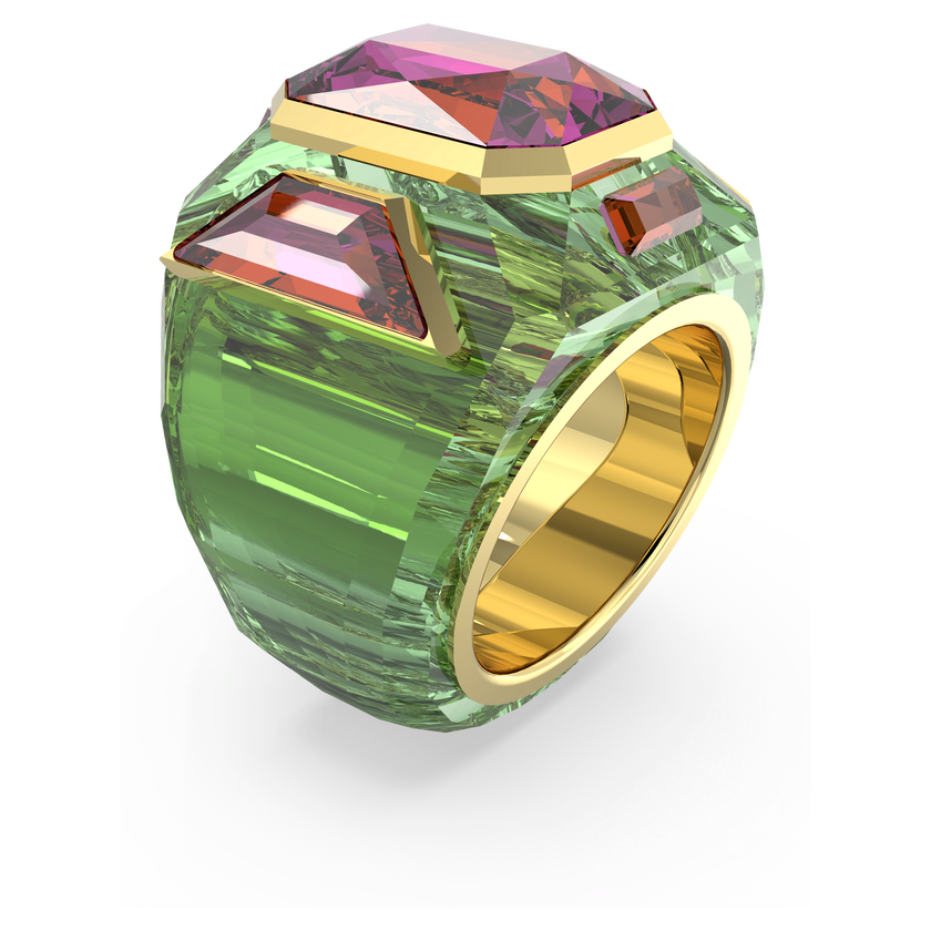 swarovski chroma cocktail ring  green  gold tone plated