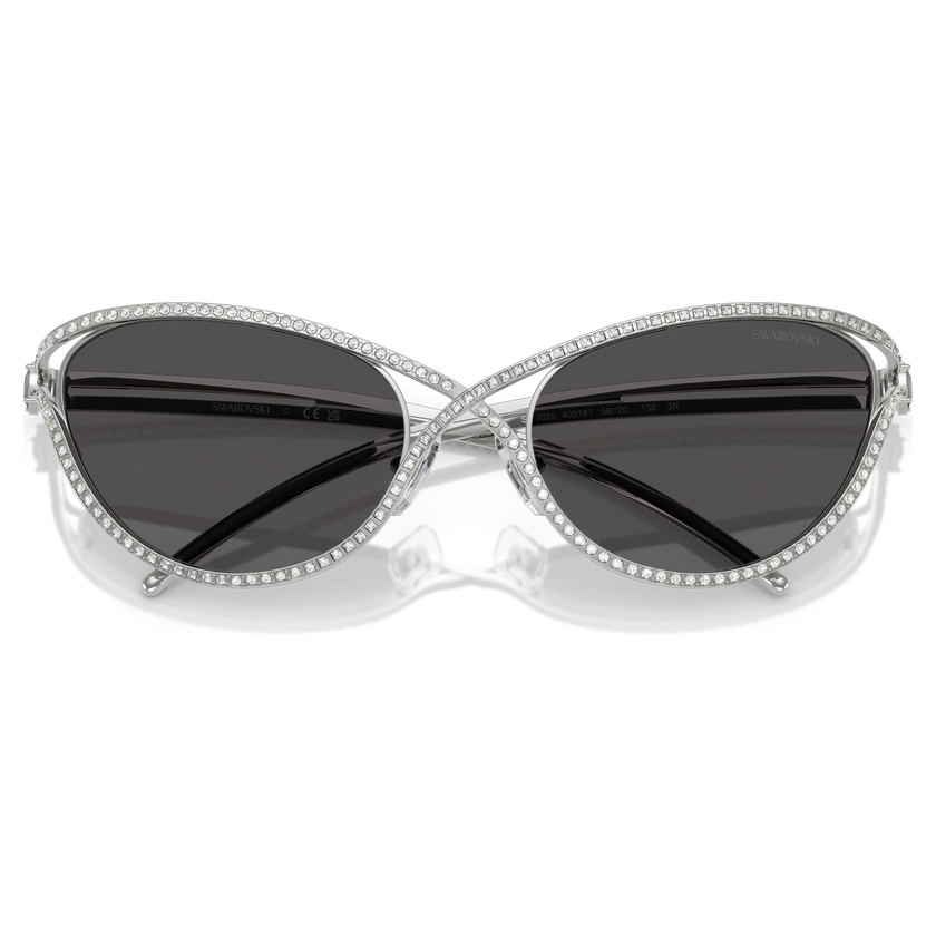 swarovski sunglasses  cat eye shape  sk7025  silver tone