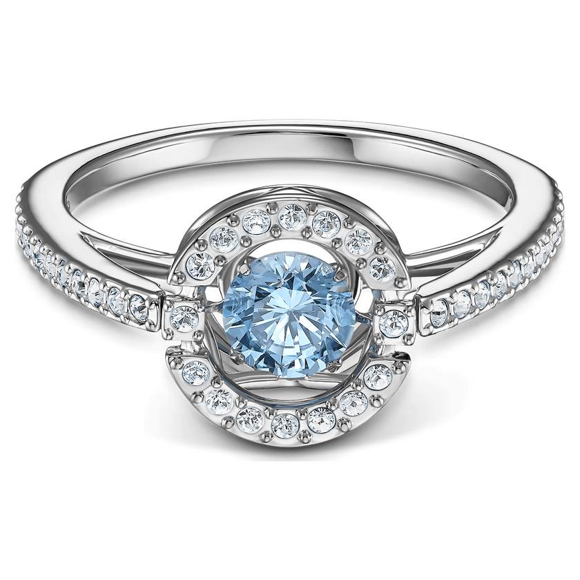 swarovski sparkling dance round ring  aqua  rhodium plated