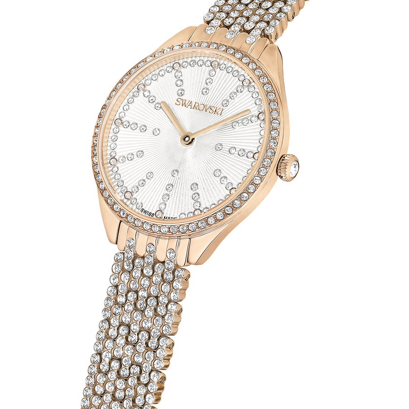 swarovski attract watch  swiss made  metal bracelet  rose gold tone  rose gold tone finish
