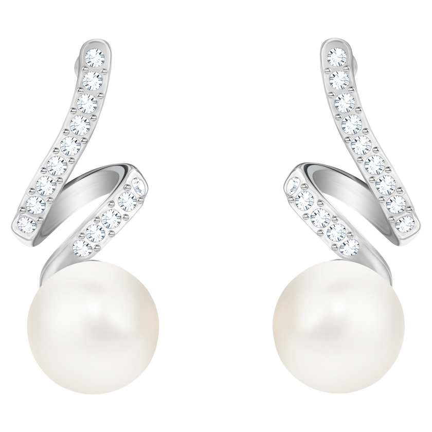swarovski gabriella drop earrings  white  rhodium plated