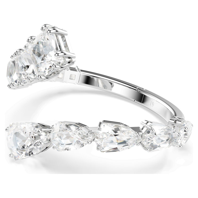 swarovski matrix bangle  mixed cuts  white  rhodium plated
