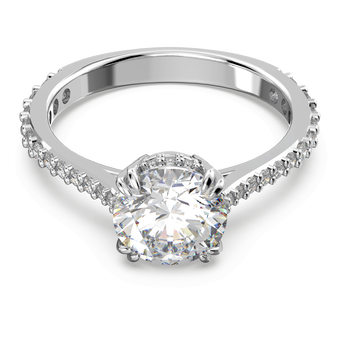 swarovski stilla cocktail ring round cut pav white rhodium plated