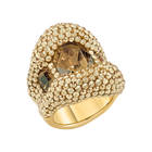 Tigris Cocktail Ring, Brown, Gold-tone plated