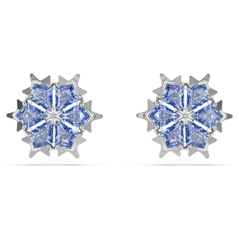 swarovski magic stud earrings snowflake blue rhodium plated