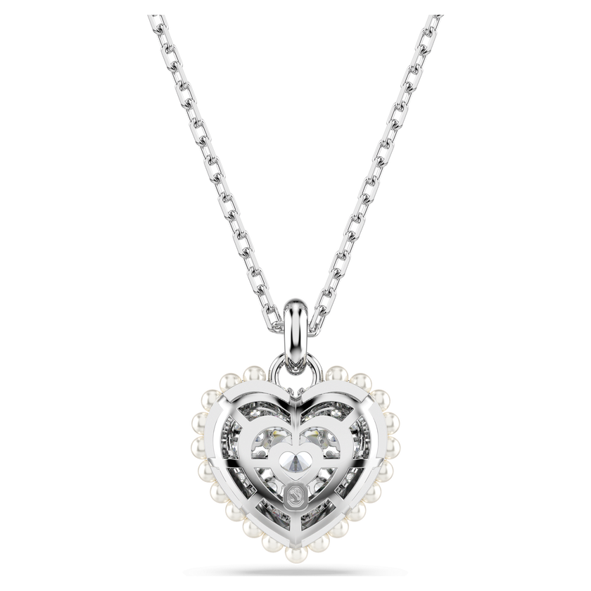 swarovski idyllia pendant  heart  white  rhodium plated