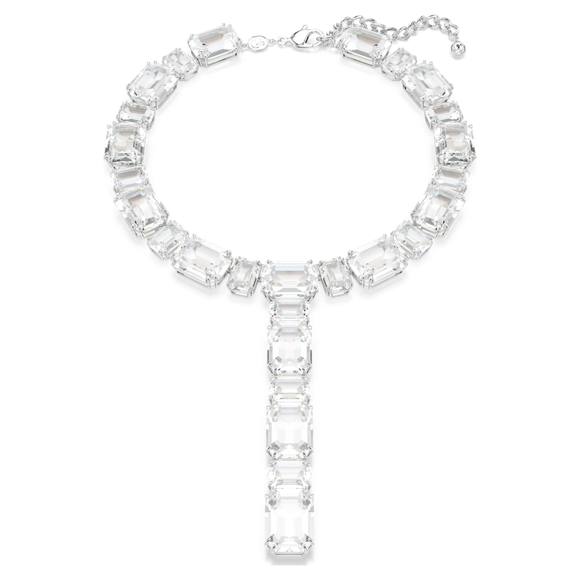 swarovski millenia y necklace  octagon cut  white  rhodium plated
