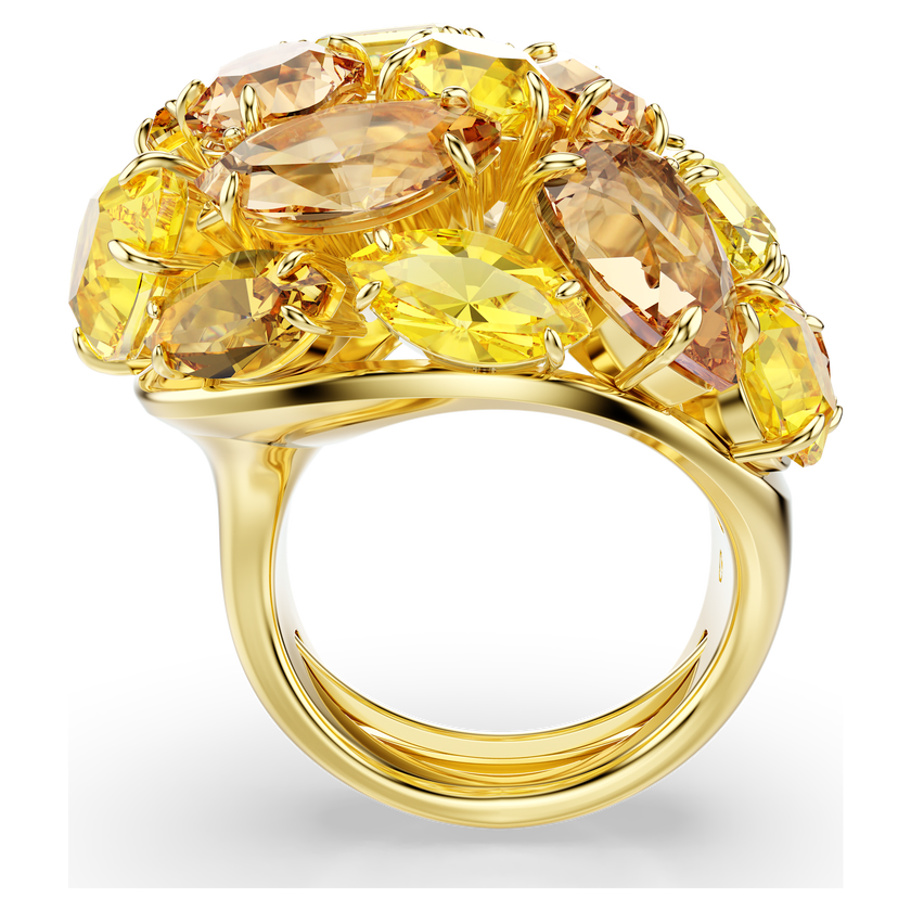 swarovski gema cocktail ring  mixed cuts  yellow  gold tone plated