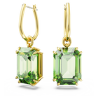 swarovski millenia drop earrings octagon cut green gold tone plated