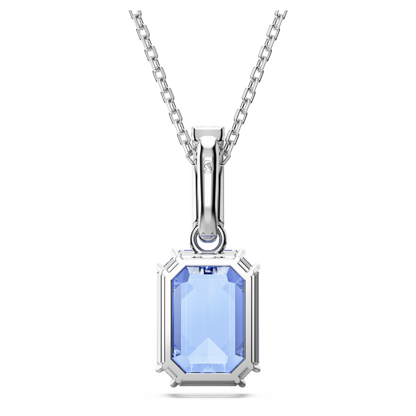 swarovski millenia pendant  octagon cut  blue  rhodium plated