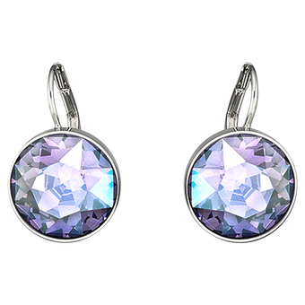 swarovski bella drop earrings  round cut  purple  rhodium plated