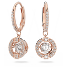 swarovski una drop earrings round cut white rose gold tone plated