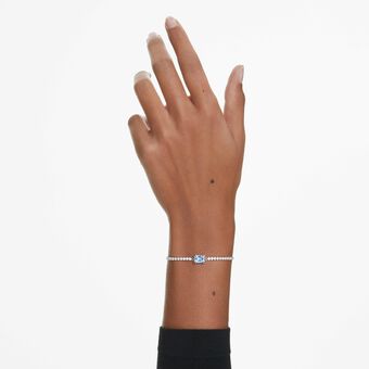 swarovski matrix bracelet  mixed cuts  blue  rhodium plated