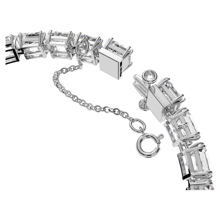 swarovski matrix tennis bracelet  square cut  small  white  rhodium plated