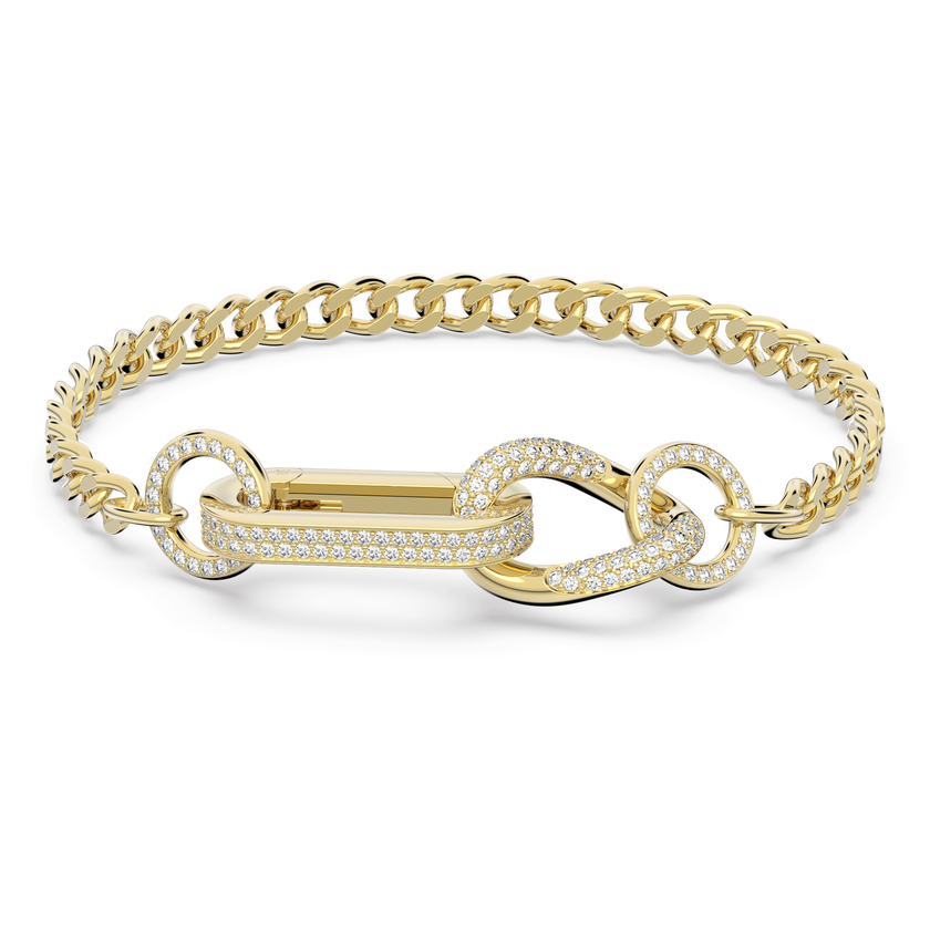 swarovski dextera bracelet  pav   mixed links  white  gold tone plated