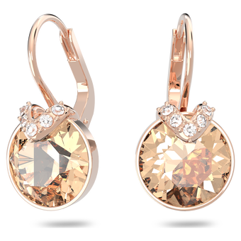 swarovski bella v drop earrings  round cut  gold tone  rose gold tone plated