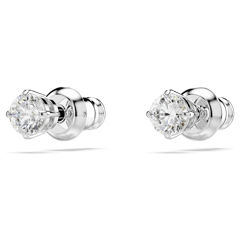 swarovski stilla attract stud earrings  round cut  white  rhodium plated