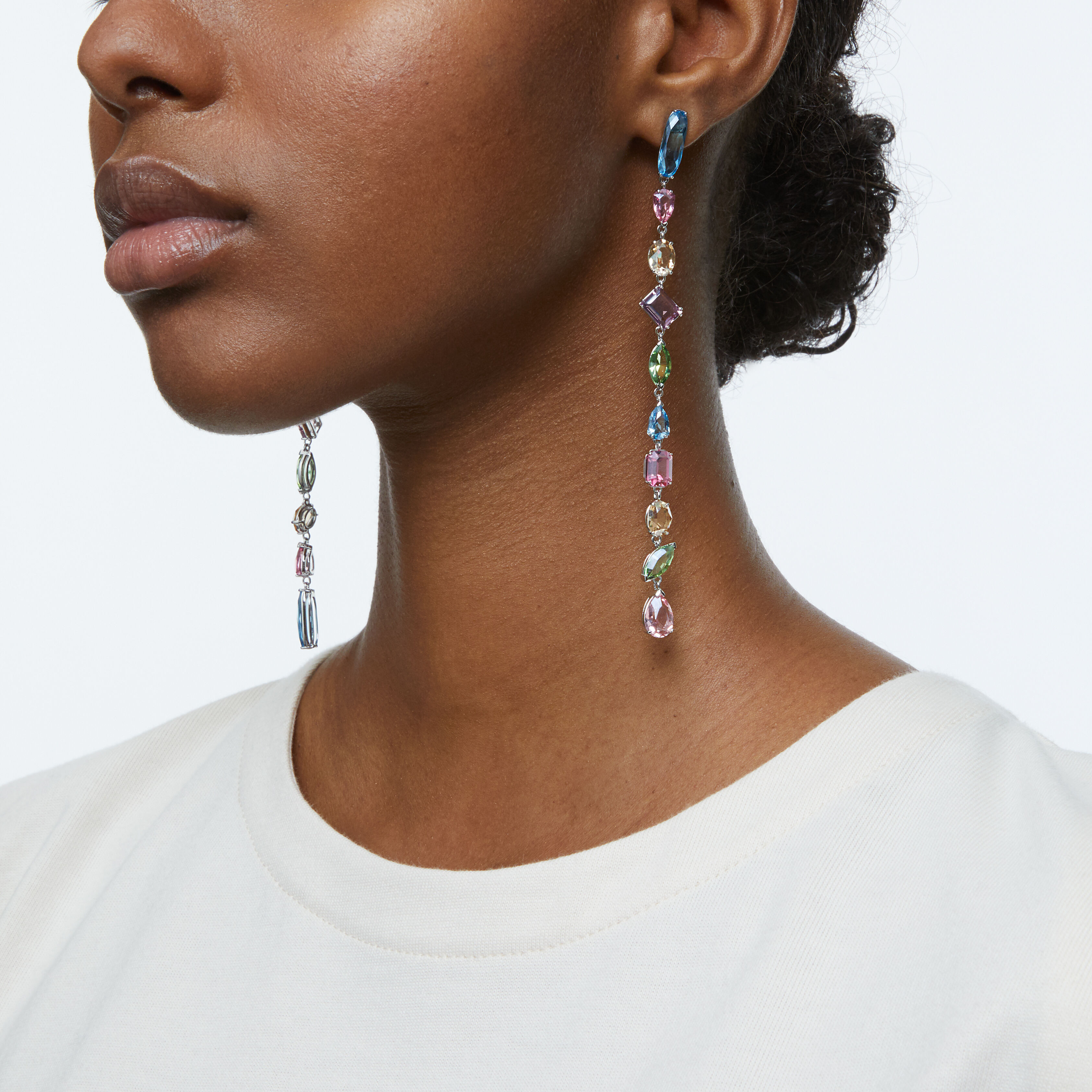 Buy Swarovski Gema drop earrings Extra long Multicolored