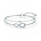 Swarovski Infinity Bangle, White, Rhodium plated